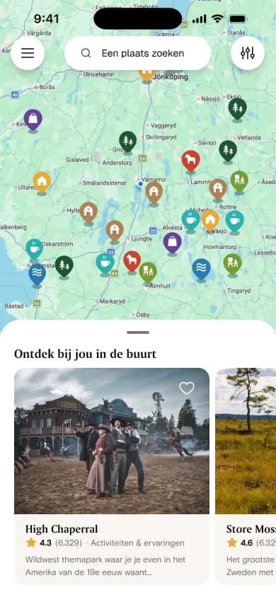 Swedespots app showing the interactive map